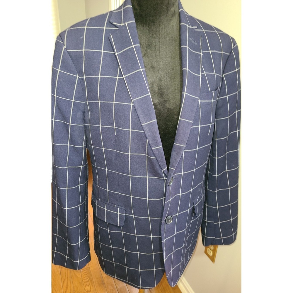 Nick Graham 40R  New York cut blazer 2 button, Stretch Modern Fit Navy Blue Prep